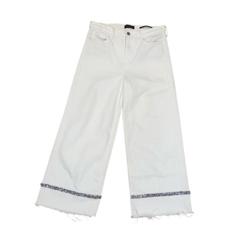 Banana Republic white high-waisted cropped wide leg jeans
